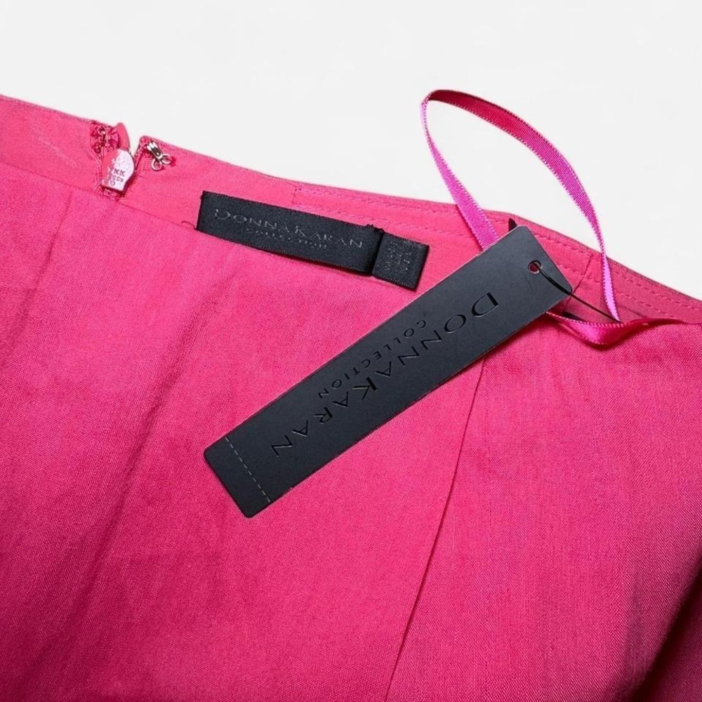 Donna Karan Collection Rose Pink Stretch Linen Taffeta Pencil Skirt Size 6 NWT